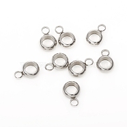 304 Stainless Steel Tube Bails, Loop Bails, Ring, Stainless Steel Color, 8.5x6x2.5mm, Hole: 2mm, Inner Diameter: 4mm(X-STAS-G224-18P)