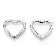 304 Stainless Steel Linking Ring, Hammered, Heart, Stainless Steel Color, 16.5x18x1.5mm, Inner Diameter: 10.5x14mm(STAS-T063-201P)