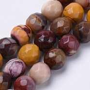 Natural Mookaite Beads Strands, Faceted, Round, 6mm, Hole: 1mm, about 62pcs/strand, 15.3 inch(G-S281-02-6mm)
