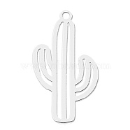 201 Stainless Steel Pendants, Laser Cut, Cactus, Stainless Steel Color, 27x15x1mm, Hole: 1.6mm(STAS-S105-LA769-1)