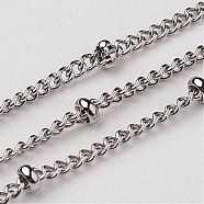 304 Stainless Steel Twist Chains, Satellite Chains, Decorative Chains, Soldered, with Rondelle Beads, Stainless Steel Color, Link: 2x1.5x0.4mm(CHS-K002-10)