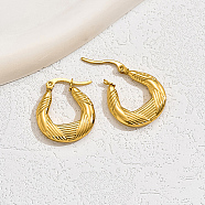 Stainless Steel Hoop Earring for Women, Real 18K Gold Plated, 23x20mm(NW7881-3)