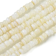 Dyed Natural Freshwater Shell Beads Strands, Rondelle, WhiteSmoke, 1~4.5x4~4.5x2~4.5mm, Hole: 0.5mm, about 159pcs/strand, 15.12''(38.4cm)(BSHE-G039-07N)