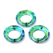 Electroplate Glass Linking Rings, Crystal Cosmic Ring, Prism Ring, Faceted, Back Plated, Round Ring, Yellow Green, 30x6.5mm, Inner Diameter: 17mm(GLAA-A008-04C-05)