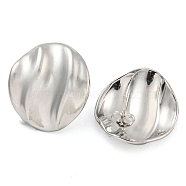 304 Stainless Steel Ear Studs, Flat Round, Stainless Steel Color, 25x23mm(EJEW-P270-01A-P)