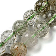 Natural Green Rutilated Quartz Beads Strands, Round, 8mm, Hole: 1mm, about 51pcs/strand, 15.43''(39.2cm)(G-A219-A03-03)