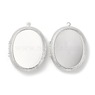 Brass Locket Pendants, Photo Frame Charms for Necklaces, Long-Lasting Plated, Lead Free & Cadmium Free, Oval, Silver, 52x39x8mm, Hole: 2.5mm, Inner Diameter: 34x25mm(KK-K277-09S)