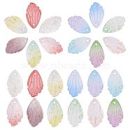 120Pcs 12 Colors Transparent Glass Pendants, with Gold Foil, Petaline, Mixed Color, 18x10x3mm, Hole: 1.2mm, 10pcs/color(GLAA-PH0001-39)