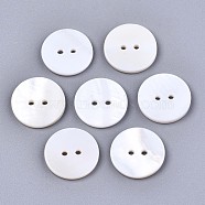 2-Hole Freshwater Shell Buttons, Flat Round, Seashell Color, 16x2mm, Hole: 1.6mm(SHEL-S276-136B-01)