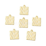 Brass Charms, Cadmium Free & Lead Free, Square Charm, Real 24K Gold Plated, 11x9x0.3mm, Hole: 1mm(KK-O143-08G)