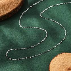 Anti-Tarnish Rhodium Plated 925 Sterling Silver Cable Chains Necklace for Women, Platinum, 17.72 inch(45cm)(STER-I021-05P)