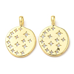 Brass Micro Pave Cubic Zirconia Pendants, Real 18K Gold Plated, 19.5x14x4mm, Hole: 3.5x2.5mm(KK-Q809-06G)