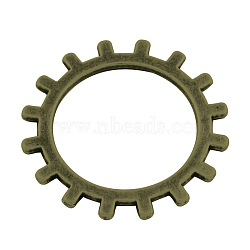Gear Tibetan Style Alloy Link Rings, Steampunk Charms, Cadmium Free & Nickel Free & Lead Free, Antique Bronze, 20x1mm, Hole: 13.5mm(X-TIBE-5303-AB-FF)