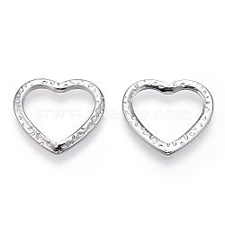 Non-Tarnish 304 Stainless Steel Linking Ring, Hammered, Heart, Stainless Steel Color, 16.5x18x1.5mm, Inner Diameter: 10.5x14mm(STAS-T063-201P)