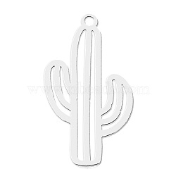 Non-Tarnish 201 Stainless Steel Pendants, Laser Cut, Cactus, Stainless Steel Color, 27x15x1mm, Hole: 1.6mm(STAS-S105-LA769-1)