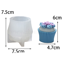 Flower Cupcake Candle Food Grade Silicone Molds, for DIY Candle Making, White, 75x75mm(SIMO-PW0006-015B)