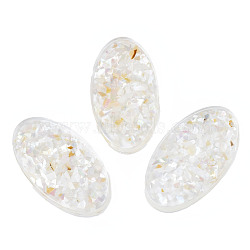Transparent Acrylic Cabochons, with Shell, Oval, Creamy White, 44x25x5mm(TACR-N006-66E)