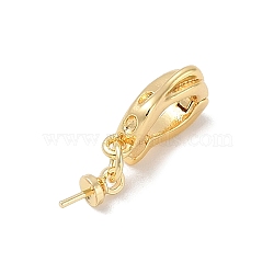 Brass Peg Bails Pin Pendants, for Half Drilled Beads, Enhancer Shortener Bails, Real 18K Gold Plated, 19x7.5x3mm, Pin: 0.5mm(KK-Q030-11G)