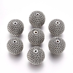 Indonesia Beads, Silver Plating Brass Core, with iron chain cover, Round, 29mm, Hole: 3mm(X-IPDL-N267-1-1)