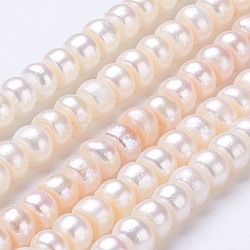 Natural Cultured Freshwater Pearl Beads Strands, Rondelle, Old Lace, 7x5mm, Hole: 0.5mm, about 68~70pcs/strand, 14.2 inch(PEAR-P002-34-01)