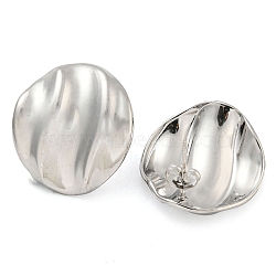 Non-Tarnish 304 Stainless Steel Ear Studs, Flat Round, Stainless Steel Color, 25x23mm(EJEW-P270-01A-P)