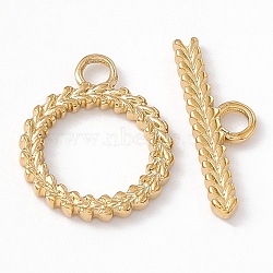 Ion Plating(IP) 304 Stainless Steel Toggle Clasps, Ring, Real 18K Gold Plated, Ring: 18x15x1.5mm, Hole: 2.5mm, 9.5mm inner diameter, Bar: 6x20x1.5mm, hole: 2.5mm(STAS-G299-03G)