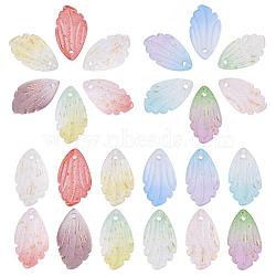 120Pcs 12 Colors Transparent Glass Pendants, with Gold Foil, Petaline, Mixed Color, 18x10x3mm, Hole: 1.2mm, 10pcs/color(GLAA-PH0001-39)