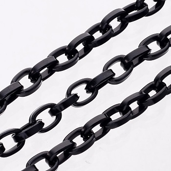 Aluminium Cable Chains, Unwelded, Flat Oval, Electrophoresis Black, 8x5.5x2mm