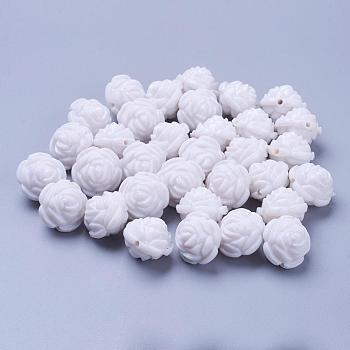 White Flower Acrylic Beads, about 16mm wide, 16mm long, hole: 1.8mm