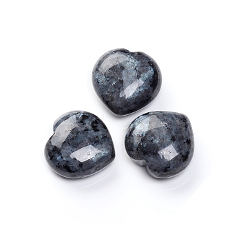 Natural Larvikite Heart Love Palm Worry Stone, Healing Crystal, 39~39.5x40.5~41x18~21mm
