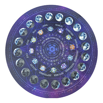 Round Eco-friendly Rubber Pendulum Altar Mats, Starry Sky Rubber Pad for Divination, Metatron's Cube Tablecloth, Tarot Card Cloth, Purple, 220x3mm