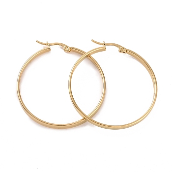 201 Stainless Steel Big Hoop Earrings with 304 Stainless Steel Pins for Women, Golden, 3x40mm