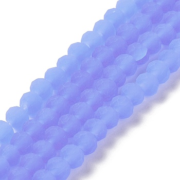 Imitation Jade Solid Color Glass Beads Strands, Faceted, Frosted, Rondelle, Medium Slate Blue, 3mm, Hole: 1mm