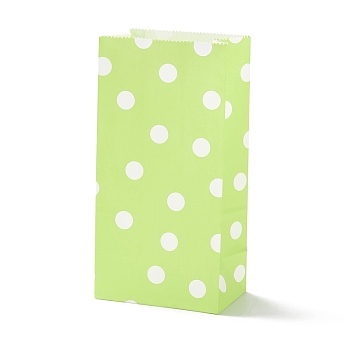 Rectangle Kraft Paper Bags, None Handles, Gift Bags, Polka Dot Pattern, Green Yellow, 9.1x5.8x17.9cm