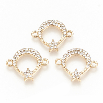 Alloy Rhinestone Links connectors, Ring with Star, Crystal, 18x20.5x2mm, Hole: 1.8mm