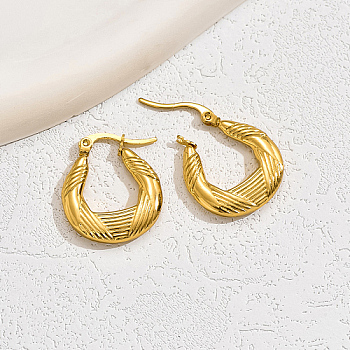 Stainless Steel Hoop Earring for Women, Real 18K Gold Plated, 23x20mm