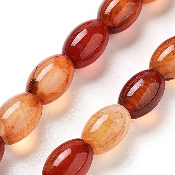 Natural Red Agate Beads Strands, Rice, 12x8mm, Hole: 1.2mm, about 33pcs/strand, 15.94''(40.5cm)