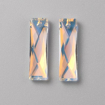 Glass Pendants, Rectangle, Crystal AB, 25x7x5mm, Hole: 1.6mm