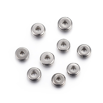 304 Stainless Steel Spacer Beads, Flat Round, Stainless Steel Color, 4x1.2mm, Hole: 1.2mm
