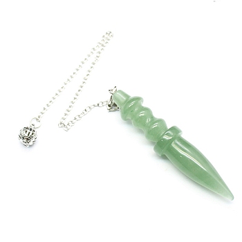 Natural Green Aventurine Dowsing Pendulum Big Pendants, Cone Charm, Reiki Wicca Witchcraft Balancing Pointed Pendant Pendulum, 885mm