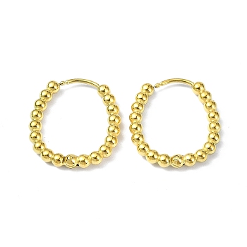 Real 18K Gold Plated 316 Stainless Steel Hoop Earrings, Oval, 19x2.5mm