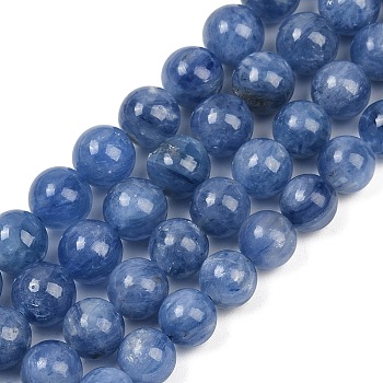 Natural Kyanite/Cyanite/Disthene Beads Strands, Grade A, Round, 8~8.5mm, Hole: 0.8mm, about 50pcs/strand, 15.35 inch(39cm)