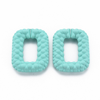 Opaque Spray Painted Acrylic Quick Link Connectors, Rectangle, Light Sea Green, 35x26x7mm, Inner Diameter: 10.5x19.5mm