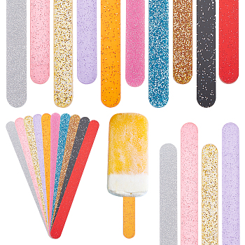 AHANDMAKER 30Pcs 10 Colors Reusable Acrylic Paillette Cakesicle Sticks, Ice Cream Sticks for DIY Ice Pop Molds, Rectangle, Mixed Color, 114.5x9.5x3mm, 3pcs/color