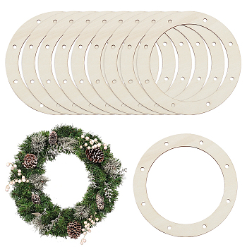 10Pcs Wreath Frames for Crafts, Wooden Floral Arranging Craft Rings, Beige, 200x2.5mm, Inner Diameter: 150mm