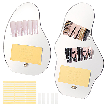 Elite 2 Sets 2 Style Acrylic Mirror Nail Art Display Board, for False Nail Tips Sample Display, WhiteSmoke, Finished Product: 72~73x109~118x148~198mm, 1 set/style