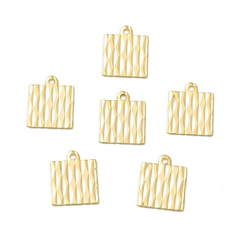 Brass Charms, Cadmium Free & Lead Free, Square Charm, Real 24K Gold Plated, 11x9x0.3mm, Hole: 1mm
