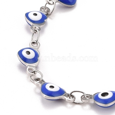 Enamel Heart with Evil Eye Link Chains Bracelet(BJEW-P271-07P-04)-2