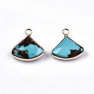 Fan Assembled Natural Bronzite and Synthetic Turquoise Pendants(G-N330-023-A01)-2