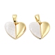 Brass Pave Natural Shell Peach Heart Charms(KK-C051-21G)-1